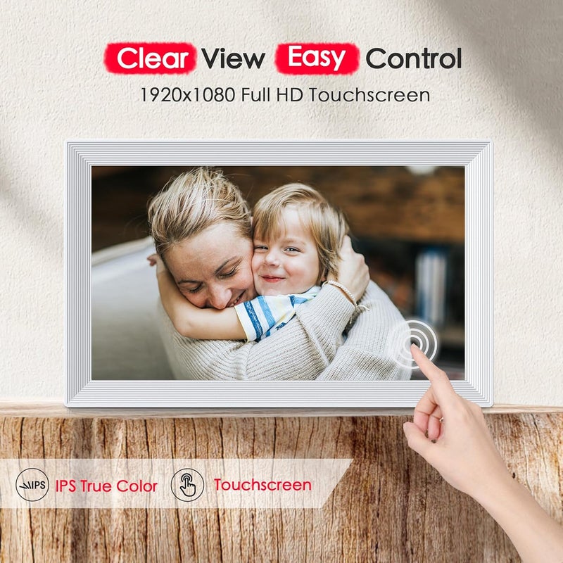 FLYRUIT Digital Picture Frame, Frameo 15.6 inch Large Digital Photo Frame WiFi, 1920*1080 IPS FHD Touchscreen, 32GB Storage, Instant Share Pictures Video, Photo Frame Electronic, House Warming, Gift for Mom - Image 5